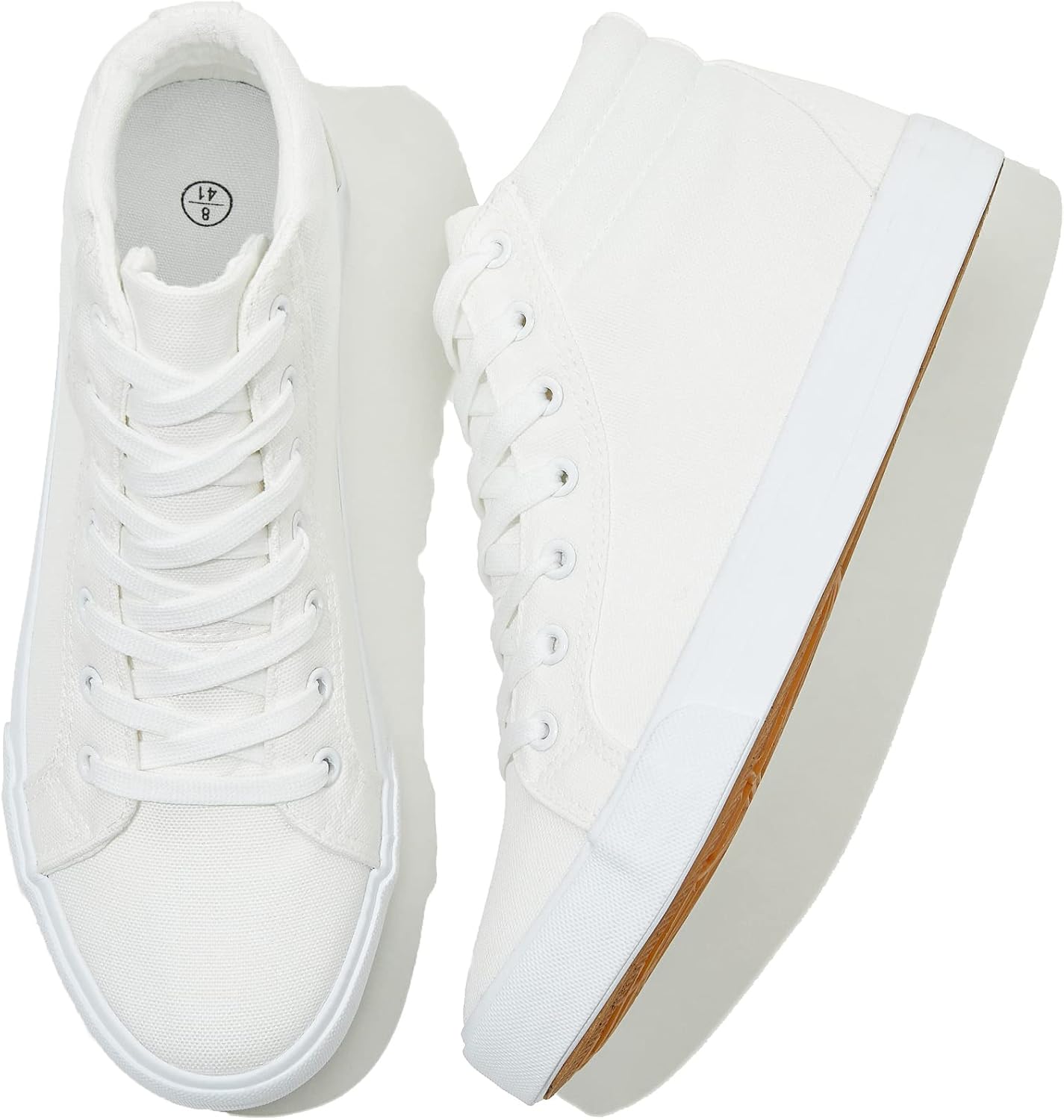 Men's White Canvas Shoes High Top Canvas Sneakers Classic Lace-Up Walking Shoes Lightweight Soft Casual Shoes Tennis Shoes