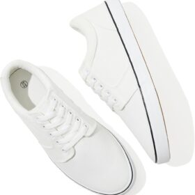 Men's Low-Top White Canvas Casual Sneakers