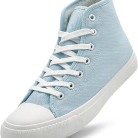 Men's High Top Canvas Sneakers Fashion Lace-Up Fuzzy Canvas Shoes Casual Tennis Walking Shoes